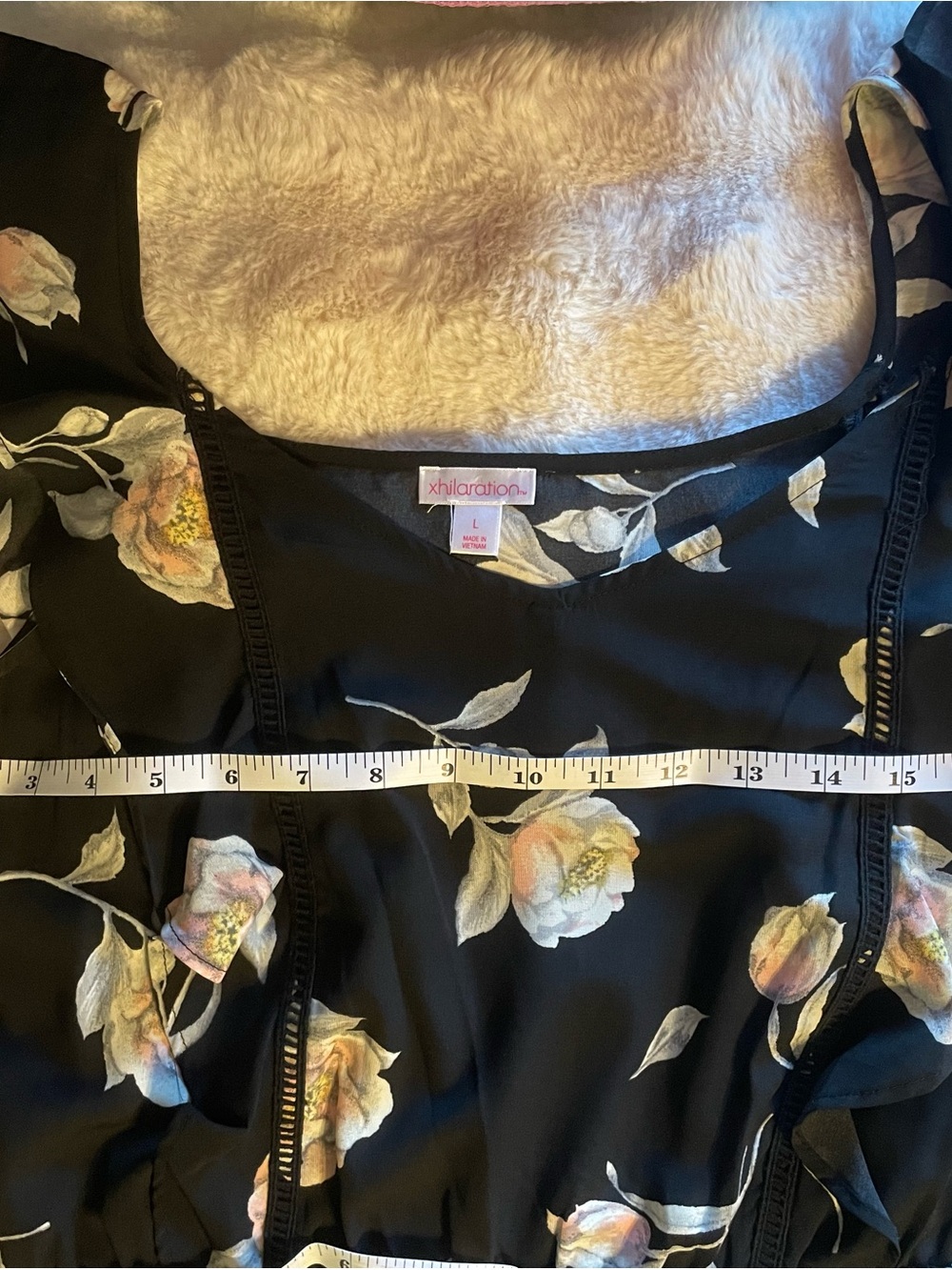 Xhilaration Black Floral Jumpsuit with Ruffle Straps - Picture 10 of 16